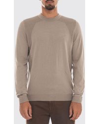 BOSS - Cotton Blend Crew Neck Jumper With Long Sleeves And Ribbed Trims - Lyst