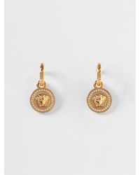 Versace - Medusa Brass Earrings With Embedded Rhinestones - Lyst