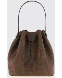 Etro - Arnica Paisley Print Coated Cotton Bucket Bag With Pegaso Logo - Lyst