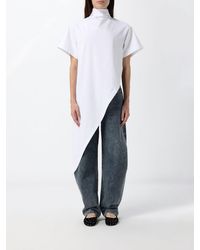 Alaïa - Top Col Roulé En Jersey De Coton Au Design Asymétrique Et Drapé - Lyst