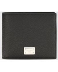 Dolce & Gabbana - Dolce &Amp Gabbana Grained Leather Bifold Wallet With Logo Plaque - Lyst