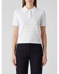 Tory Burch - Slim Fit Viscose Blend Polo Shirt With Classic Collar - Lyst