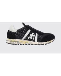 Premiata - Lucy Suede And Perforated Fabric Sneakers - Lyst