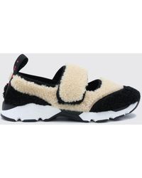 Marni - Bicolour Shearling Mary Jane Sneakers With Velcro Strap Closure - Lyst