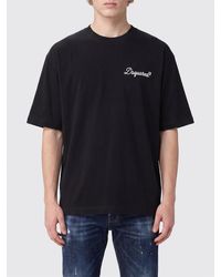 DSquared² - Crewneck Cotton T-Shirt With Contrasting Front Logo Print - Lyst