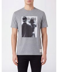 Emporio Armani - Graphic Print Cotton T-Shirt With Contrast Logo - Lyst