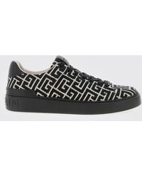 Balmain - B-Court Canvas Sneakers With Jacquard Monogram - Lyst