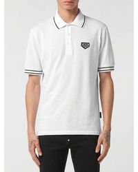 Philipp Plein - Short-Sleeved Cotton Polo Shirt With Contrast Logo And Classic Collar - Lyst