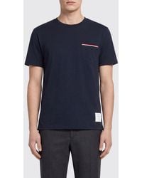 Thom Browne - 4-Bar Cotton T-Shirt With Patch Pocket - Lyst