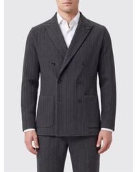 Lardini - Double-Breasted Virgin Wool Blazer With Chevron Pattern And Peak Lapels - Lyst