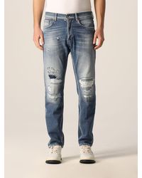 Dondup Jeans in denim washed con rotture - Blu