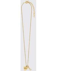Saint Laurent - Cassandre Ysl Monogram Sliding Pendant Brass Necklace - Lyst