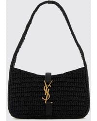 Saint Laurent - Le 5 I 7 Crochet Raffia Mini Bag With Ysl Monogram - Lyst