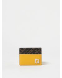 Fendi - Porte-cartes en cuir à plaque logo - Lyst