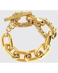 Rabanne - Pulsera Xl Link De Latón Con Pedrería Engastada - Lyst