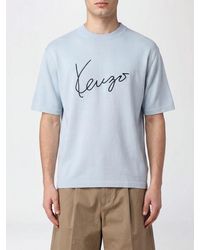KENZO - Dropped Shoulder Pure Wool Logo T-Shirt - Lyst
