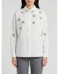 Pinko - Carley Cotton Shirt With Rhinestones - Lyst