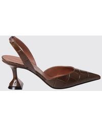 AMINA MUADDI - Holli Croc-Effect Leather Slingback Pumps With A Mid Heel - Lyst