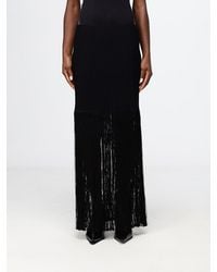 Alaïa - High-Waisted Ribbed-Knit Pencil Maxi Skirt With Fringes - Lyst