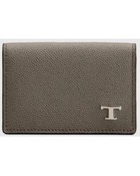 Tod's - T Timeless Kreditkartenetui Aus Genarbtem Leder - Lyst