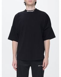 Palm Angels - Relaxed Fit Cotton T-Shirt With Logo And Dropped Shoulders - Lyst