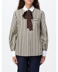 Valentino Garavani - Striped Cotton Shirt With Pussy-Bow Collar - Lyst
