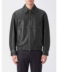 DUNST - Lambskin Leather Bomber Jacket With Classic Collar - Lyst