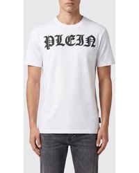 Philipp Plein - Gothic Graphic Print Cotton T-Shirt With Contrasting Logo - Lyst