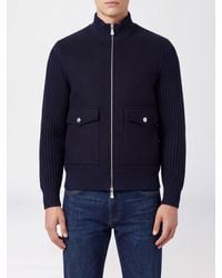 Eleventy - Pure Wool Bomber Jacket With High Neck And Patch Pockets - Lyst