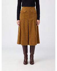 Tory Burch - A-Line Corduroy Midi Skirt With A High Waist And Back Slit - Lyst