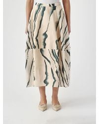Liviana Conti - Printed Linen Midi Skirt - Lyst