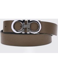 Ferragamo - Gancini Grained Calfskin Leather Belt - Lyst