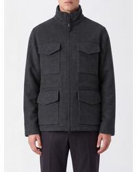 Aspesi - Single-Breasted Pure Wool Coat With High Collar And Patch Pockets - Lyst