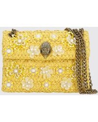 Kurt Geiger - Kensington Crochet Raffia Bag With Embroidered Flowers And Pearls - Lyst