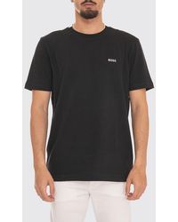 BOSS - Cotton Crew-Neck T-Shirt With Contrasting Logo On The Chest - Lyst
