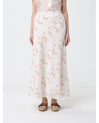 Hanita - Viscose Blend Long Skirt With Floral Embroidery - Lyst