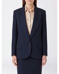 Elisabetta Franchi - Single-Breasted Cropped Virgin Wool Blazer With Peak Lapels - Lyst