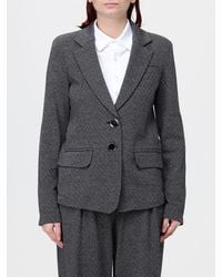 Emporio Armani - Single-Breasted Short Chevron Cotton-Blend Blazer - Lyst