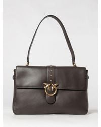 Pinko - Extra Love Bag One Slouchy Smooth Leather Shoulder Bag With Logo - Lyst