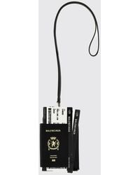 Balenciaga - Calfskin Leather Passport Holder With Emblem - Lyst