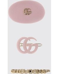 Gucci - Set Of 3 Metal And Leather Hair Clips - Lyst