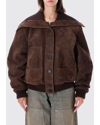 The Attico - Suede Relaxed Fit Bomber Jacket With Sailor Collar - Lyst