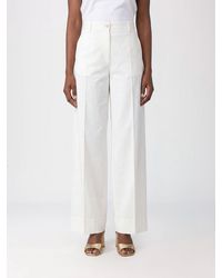 Alberto Biani - High-Waisted Wide Leg Cotton Trousers With Belt Loops - Lyst