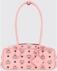 MCM - Bolso De Hombro Aren De Algodón Revestido Con Logo Visetos - Lyst