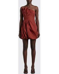 Magda Butrym - Draped Silk Mini Dress With Asymmetrical Neckline - Lyst