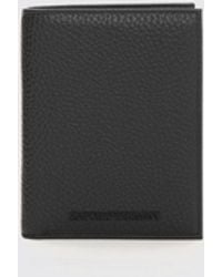 Emporio Armani - Pebbled Leather Bifold Wallet With Tone-On-Tone Logo - Lyst