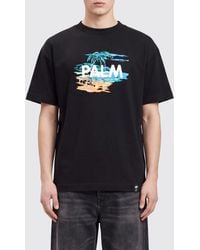 Palm Angels - Cotton T-Shirt With Graphic Contrast Logo Print - Lyst