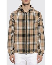 Burberry - Check Polyester Hooded Jacket - Lyst