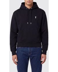 Ami Paris - Cotton Hoodie With Embroidered Logo And Kangaroo Pocket - Lyst