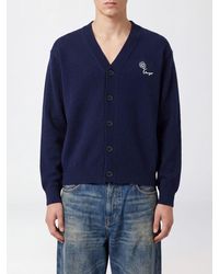 KENZO - Cardigan Aus Woll-Baumwoll-Mischung Mit Blumenmuster Und V-Ausschnitt - Lyst